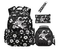 Dolyues Paquete de 4 mochilas de dinosaurio con lonchera para niños de 4º grado para el regreso a la escuela para niños de primaria de 8 a 10 años, Astronauta, Mochilas daypack
