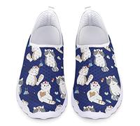 Dolyues Zapatillas de correr para mujer, ligeras, con cordones, talla 35 EU 45 EU, Patrón de gato de dibujos animados, 39 EU