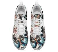 Dolyues Zapatillas de deporte de correr con estampado de leopardo marrón vintage casual transpirable ligero con cordones zapatos de entrenador, Diseño de mariposa., 39 EU