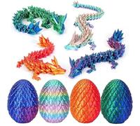 DOLYUU Huevo de dragón impreso en 3D, juego de 4 huevos de dragón sorpresa 3D de 7 cm con dragón de 12,7 cm, juguete misterioso de dragón, figuras de dragón móviles para sorpresa de huevos de dragón
