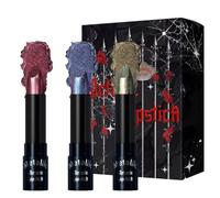 Domality Juego de 3 lápices labiales metálicos con purpurina holográfica | Lápiz labial camaleón de cobertura completa para Halloween y Navidad