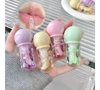Domality Juego de 4 pinceles grandes con cabezal de pincel para labios, gel de cristal hidratante, acabado suave y brillante, sabor afrutado, fórmula no pegajosa