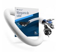 DOMAR® Funda Cable de 3 m autocierre y Flexible - Organizador de Cables para una gestión óptima de los Cables - Organizador Cables Escritorio Blanco - Protector de Cable