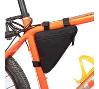 Domary Bolsa Triangular Oxford para Bicicleta Bolsa para Tubo de Cuadro Delantero Ciclismo Senderismo Camping Hecha de Tela Oxford Duradera Negro Rojo Amarillo Verde (Carácter Blanco Espalda Negra)
