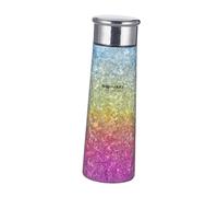 Domary Botella de Agua, Botella de Agua Metal Ligera con Doble Aislamiento Al Vacío 300 Ml, con Doble Sello Silicona Roscado Ajuste Hermético 360 Grados, para Via (Flor Hielo Colorida)