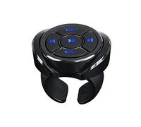 Domary Botón Multimedia Inalámbrico BT5.0 Control Remoto para Volante de Coche para Reproducir Música y Selfies Compatible con Dispositivos iOS ABS Silicona Negra 36 Mm (con Montura)