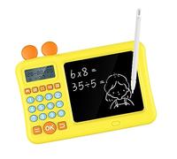 Domary Calculadora para Niños con Bloc de Notas Máquina de Aprendizaje Matemáticas Juguete Educativo Interactivo para Niños Suma Resta Multiplicación División Práctica Escritur (Amarilla)