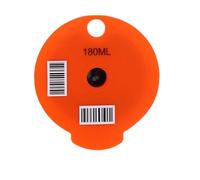 Domary Cápsula de Filtro de café Recargable con Distribución óptima Líquido y Accesorios para Cafeteras, Construcción PP para una Experiencia café Personalizada, Cepillo y Cuchara con Tapa Naranja,
