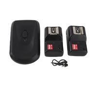 Domary Conjunto de Disparador de Flash Inalámbrico 16 Canales y 433 MHz con 1 Transmisor, 2 Receptores, 1 Cable Sincronización y Zapata Universal. Color Negro.