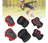 Domary Conjunto de Equipo de Protección para Patines Ruedas para Adultos, Rodilleras, Coderas, Muñequeras con Esponja 10 Mm Grosor, Carcasa PE, Malla Aire Homb (Rojo)