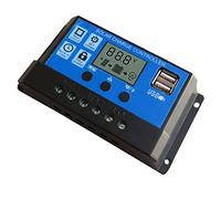 Domary Controlador de Carga Solar PWM 30A con Pantalla LCD, Puertos USB Duales para de Alumbrado Público Doméstico con Batería Plomo 12V y 24V