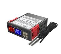 Domary Controlador de Temperatura del Termostato con Pantalla Digital Dual con Doble Sonda y Dos Salidas de relé, para Refrigerador, Acuario, Invernadero, Incubadora