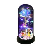 Domary , Cúpula Acrílica Iluminada, Regalos de Flores Eternas para Mujeres, mamá, Aniversario, Navidad (Azul)