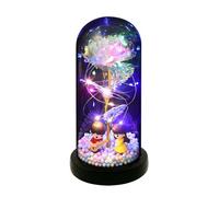 Domary , Cúpula Acrílica Iluminada, Regalos de Flores Eternas para Mujeres, mamá, Aniversario, Navidad (Blanca)