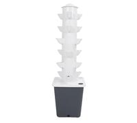 Domary de Cultivo Hidropónico Vertical, Torre Hidropónica de 18 Orificios con Tanque Agua 10 L para Cultivo sin Suelo en Jardines Interiores (Enchufe Europeo)