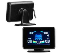 Domary de Sensor de Aparcamiento para Coche Radares Marcha Atrás Delanteros y Traseros con 8 Sensores Pantalla LCD Detección Distancia Zumbador Advertencia Sonido Silenciar (Blanco)