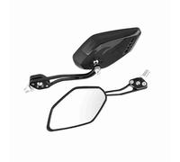 Domary Espejos Retrovisores de Aleación de Aluminio, con Espejo Ultra Claro, Perno de Junta Ajustable, Carcasa y Brazo con Acabado de Pintura, Ajuste Universal para la Mayoría de (Negro)