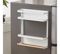 Domary Estante de Almacenamiento Magnético Plegable para Refrigerador, Organizador Montado en la Pared con Valla Fuerte para Cocina, Baño y Balcón (Blanco)