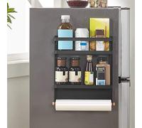 Domary Estante de Almacenamiento Magnético Plegable para Refrigerador, Organizador Montado en la Pared con Valla Fuerte para Cocina, Baño y Balcón (Negra)