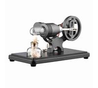 Domary Generador de Electricidad con Motor Stirling de Aire Caliente con Luz LED para Decoración del Hogar y la Oficina Regalo Científico para Niños y Adultos Modelo Base Haya