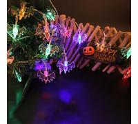 Domary Guirnalda de Luces de Halloween con Forma Murciélago, 20 Pies, 40 Luces LED Color Blanco Cálido, Funcionan con Pilas, Modos Encendido Constante e Intermitente (20LED)