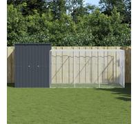 Domary Jaula para Pollos de Acero Galvanizado con Corredor Gris Claro 165x251x181 Cm (165x455x181cm)