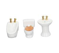 Domary Juego de Baño en Miniatura para Casa de Muñecas, Bañera Simulación Cerámica, Lavabo para Inodoro, Escala 1/24, Muebles Baño Casa Muñecas Entusiastas y (Blanco)