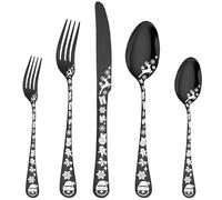 Domary Juego de Cubiertos Juego de Cubiertos Utensilios Acero Inoxidable Servicio Patrón Navideño 40 Piezas para 8 Apto para Lavavajillas (20 piezas)