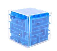 Domary Laberinto Cúbico de Plástico para Niños, Juego de Rompecabezas, Juguete Educativo para Niños, Regalo Ideal, Azul, Amarillo, Verde, Rojo (Azul)
