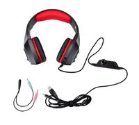 Domary Las Auriculares del Juego del RGB con los Presidentes 40m M 3.5m M USB ató con Alambre los Auriculares sobre la Oreja para la Consola Ordenador Portátil de (Negro Rojo Cable Adaptador 1 a