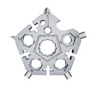 Domary Llave Pentagonal Multiherramienta de Copo de Nieve 23 en 1, Herramienta Aventura para Exteriores, Acero Al Carbono Portátil Resistente (Plata)