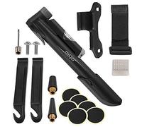 Domary Mini Bomba de Bicicleta Bomba de Alta Presión 120PSI con Kit Reparación Pinchazos Presión Incorporado Válvula Automática para Accesorios Ciclismo Bi (#1)