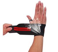 Domary Muñequera Elástica para Levantamiento de Pesas, Muñequera Flexible para Gimnasio, Soporte Ajustable con Gancho y Bucle Levantamiento de Pesas, Entrenamiento Fuerza, (Negro Rojo)