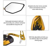 Domary Par de Espejos Retrovisores, Visión Ultra Clara, ángulo Ajustable, Ajuste Universal, Carcasa de Aleación de Aluminio, para la Mayoría de Motocicletas y Scooters (Amarillo)