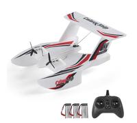 Domary Planeador de Avión con Control Remoto, 3 Canales, Espuma EPP, 2,4G, Juguete Eléctrico con Estabilización de Giroscopio para Niños, Adultos, Mar, Tierra, Aire, Aventura, (Blanco)