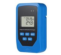 Domary Registrador de Datos de Temperatura y Humedad, Registrador Datos Compacto con índice Calor y Prueba Punto Rocío para Transporte Logístico, Azul