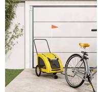 Domary Remolque de Bicicleta para Mascotas, Tela Oxford Gris, Hierro, Perros de Montar Seguros y Cómodos (63,5x124,5x66cm)