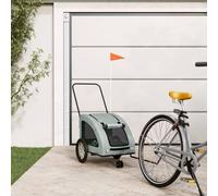Domary Remolque de Bicicleta para Mascotas, Tela Oxford Gris, Hierro, Perros de Montar Seguros y Cómodos (63,5x124,5x66cm)