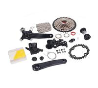 Domary Rueda de 9 Velocidades Kit de Rueda Bicicleta 11 a 46T Volante Inercia Acero Alta Resistencia Manivela Aleación Aluminio Ligera Desviador D (Plato 34T)