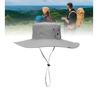 Domary Sombrero de Cubo Sombrero de ala Ancha para el Sol UPF50 Transpirable Cordón Ajustable para Hombres Mujeres Senderismo Camping Playa Actividades Al Aire Poliéster (Gris Claro)