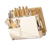 Domary Soporte Magnético para Cuchillos, Soporte Escurridor Integrado, | Estante de Almacenamiento de Palillos de Cocina, Barra Transversal Reforzada Gruesa, Organizador de Encimera que Ahorra