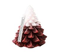Domary Vela de árbol de Navidad Vela Perfumada sin Humo 2 Horas Combustión Forma Linda con Cera Flor Hielo Mecha Algodón sin Plomo para Fiesta Navidad Boda Decoraci (Blanco Rojo)