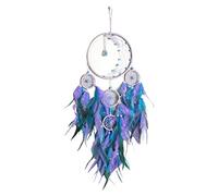 Domasvmd Atrapasueños grandes para dormitorio adulto, decoración de pared de luna bohemia para niña, color turquesa, adorno de plumas