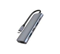 Domasvmd Estación de acoplamiento ultrarrápida 6 en 1 tipo C a 4K 30Hz compatible con HDMI + tarjeta USB 3.0 de 5 Gbps, concentrador de transferencia de datos múltiple USB C, estación de acoplamiento