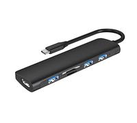 Domasvmd Estación de acoplamiento ultrarrápida 6 en 1 tipo C a 4K 30Hz compatible con HDMI + tarjeta USB 3.0 de 5 Gbps, concentrador de transferencia de datos múltiple 6 en 1, hub tipo C para portátil