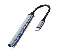 Domasvmd Hub tipo C de 5 puertos de aleación de aluminio, USB 3.0 2.0 PD, adaptador extendido tipo C, puerto de carga para laptop, enchufe divisor extendido