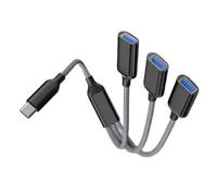 Domasvmd Hub tipo C tipo C a 3 puertos USB divisor tipo C OTG adaptador para carga y transferencia de datos USB para luz LED