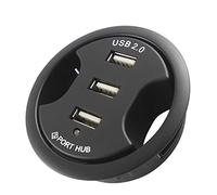 Domasvmd Hub USB 2.0 de 3/5 puertos para montaje en escritorio, múltiples puertos USB 2.0 con orificio para micrófono de 3.5 mm, multidivisor para teclado, multidivisor para auriculares