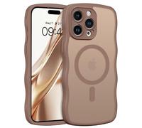 DOMAVER Funda Magnética para iPhone 16 Pro MAX, Bonito Diseño Ondulado [Compatible con MagSafe] [Protección de Grado Militar] Funda Antigolpes Delgada Translúcida Mate Trasera, Titanio Desierto