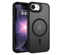 DOMAVER Funda Magnética para iPhone 17e / iPhone 16e [Compatible con MagSafe] [Protección contra Caídas de Grado Militar] Funda Antigolpes Delgada Translúcida Mate Trasera, Negro